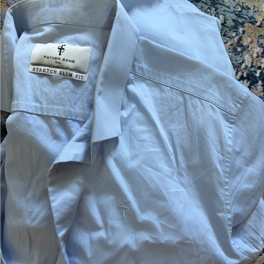 Father Sons Light Blue Stretch Slim Fit Dress Shirt